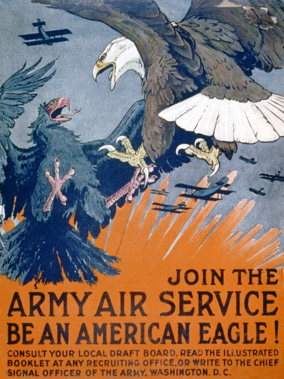Csatlakozzon a hadsereg légi szolgálatához, legyen amerikai sas!, 1917 körül alkotó: Charles Livingston Bull