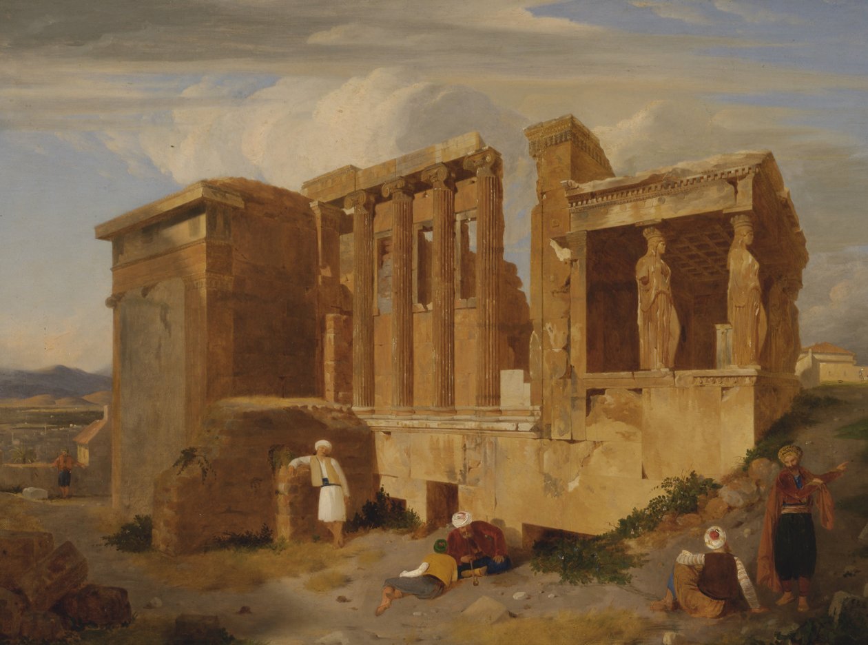 Az Erechtheum, Athén, alakokkal az előtérben alkotó: Charles Lock Eastlake