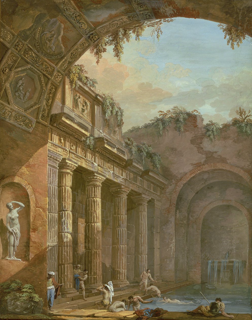 Egy fürdő belseje alkotó: Charles Louis Clerisseau