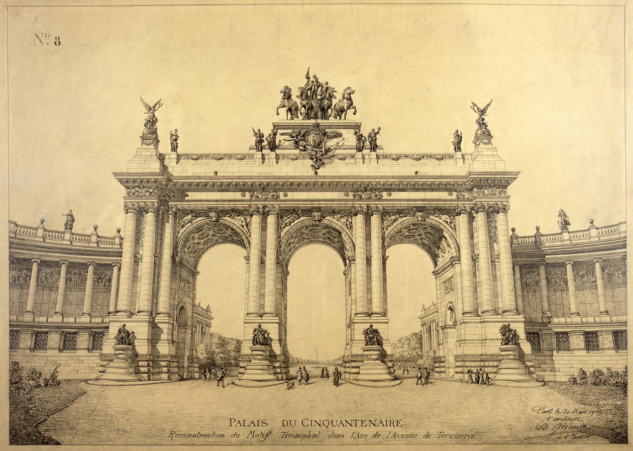 A Palais du Cinquantenaire diadalíve, Brüsszel, 1906 alkotó: Charles Louis Girault