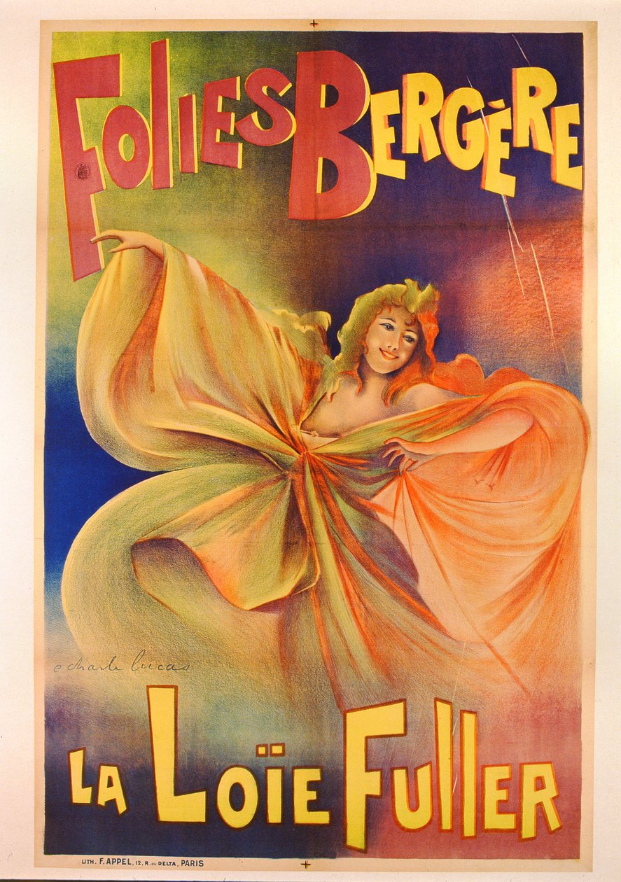 La Loie Fullert reklámozó plakát a Folies Bergere-ben alkotó: Charles Lucas