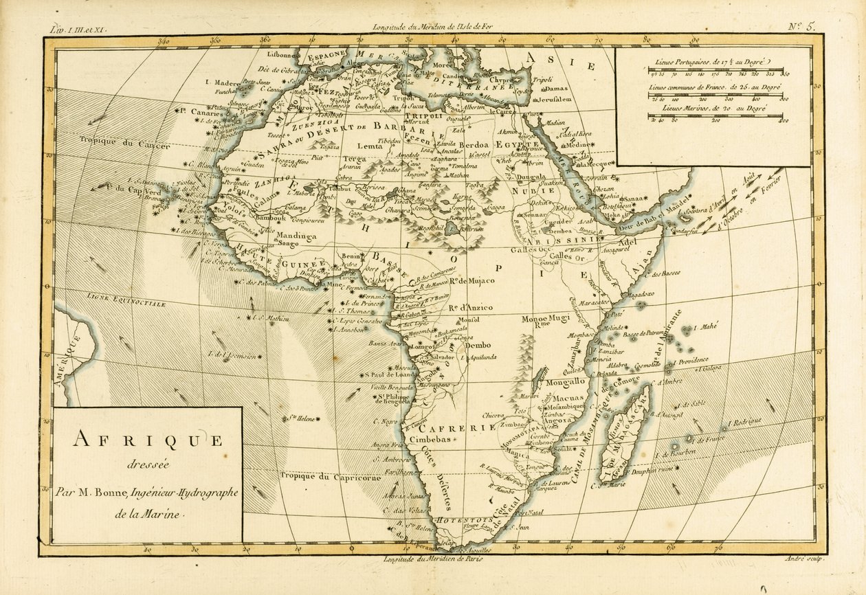 Afrika, Guillaume Raynal (1713-96) „A földgömb összes ismert részének atlasza” című művéből, Genfben, 1780. alkotó: Charles Marie Rigobert Bonne
