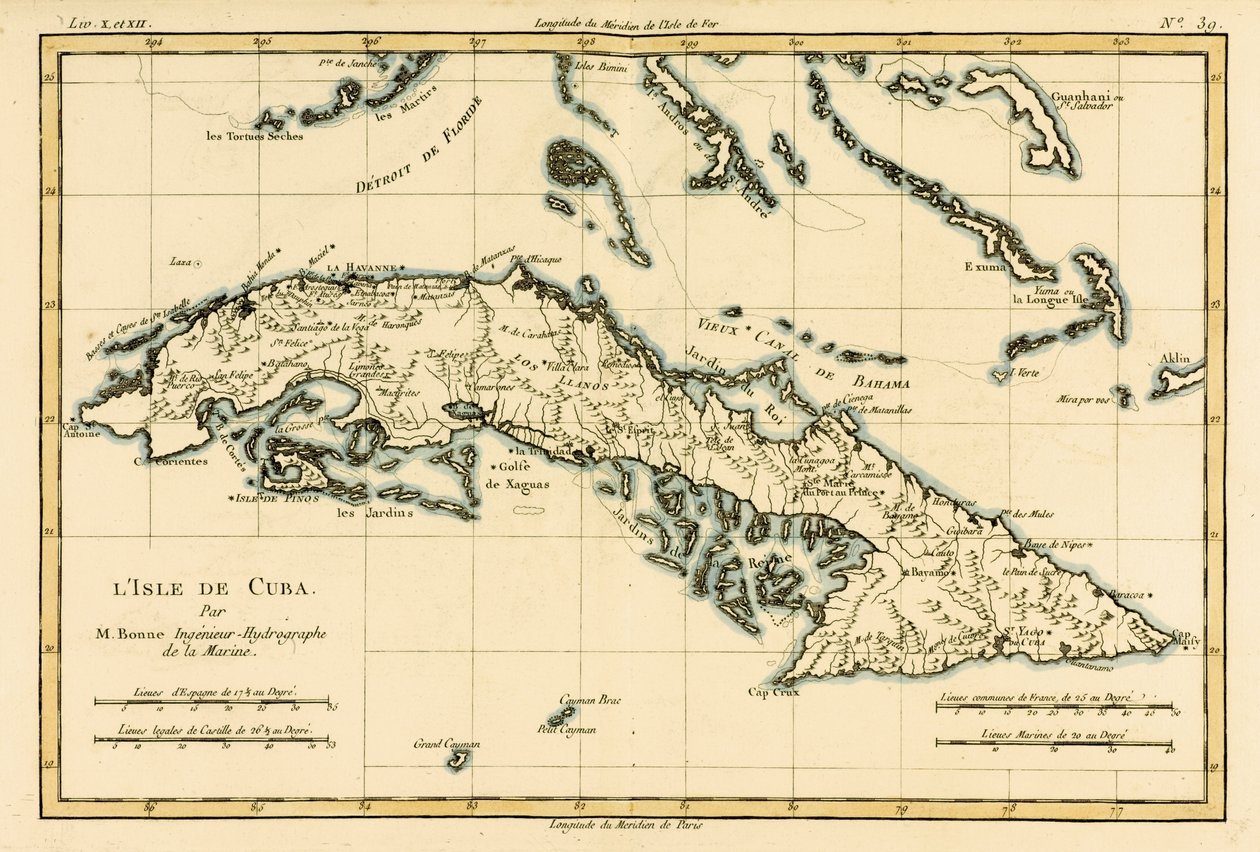 Kuba, Guillaume Raynal (1713-96) „A földgömb összes ismert részének atlasza” című művéből, 1780-ban megjelent alkotó: Charles Marie Rigobert Bonne