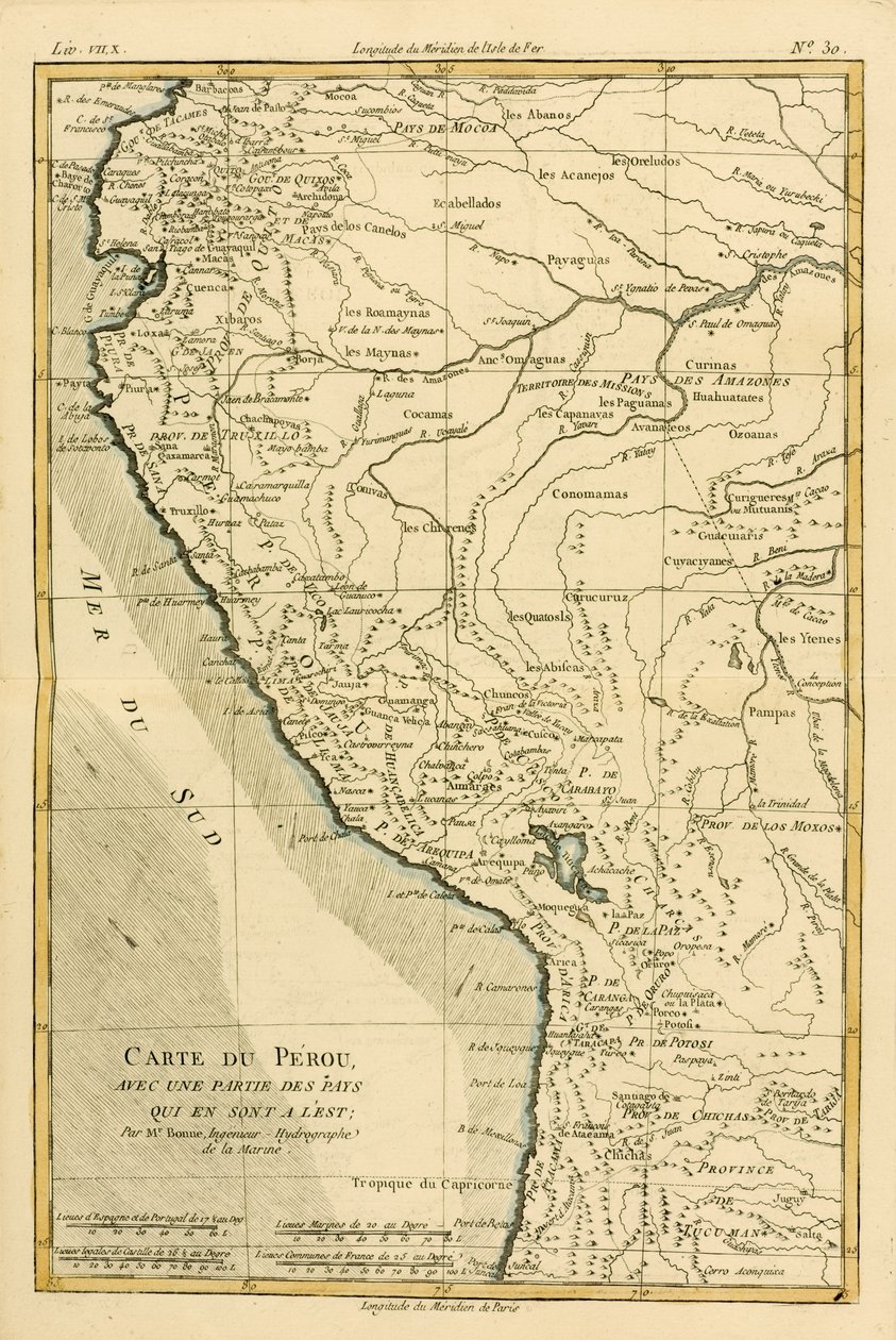 Peru, Guillaume Raynal (1713-96) „A földgömb összes ismert részének atlasza” című művéből, Genfben, 1780-ban alkotó: Charles Marie Rigobert Bonne