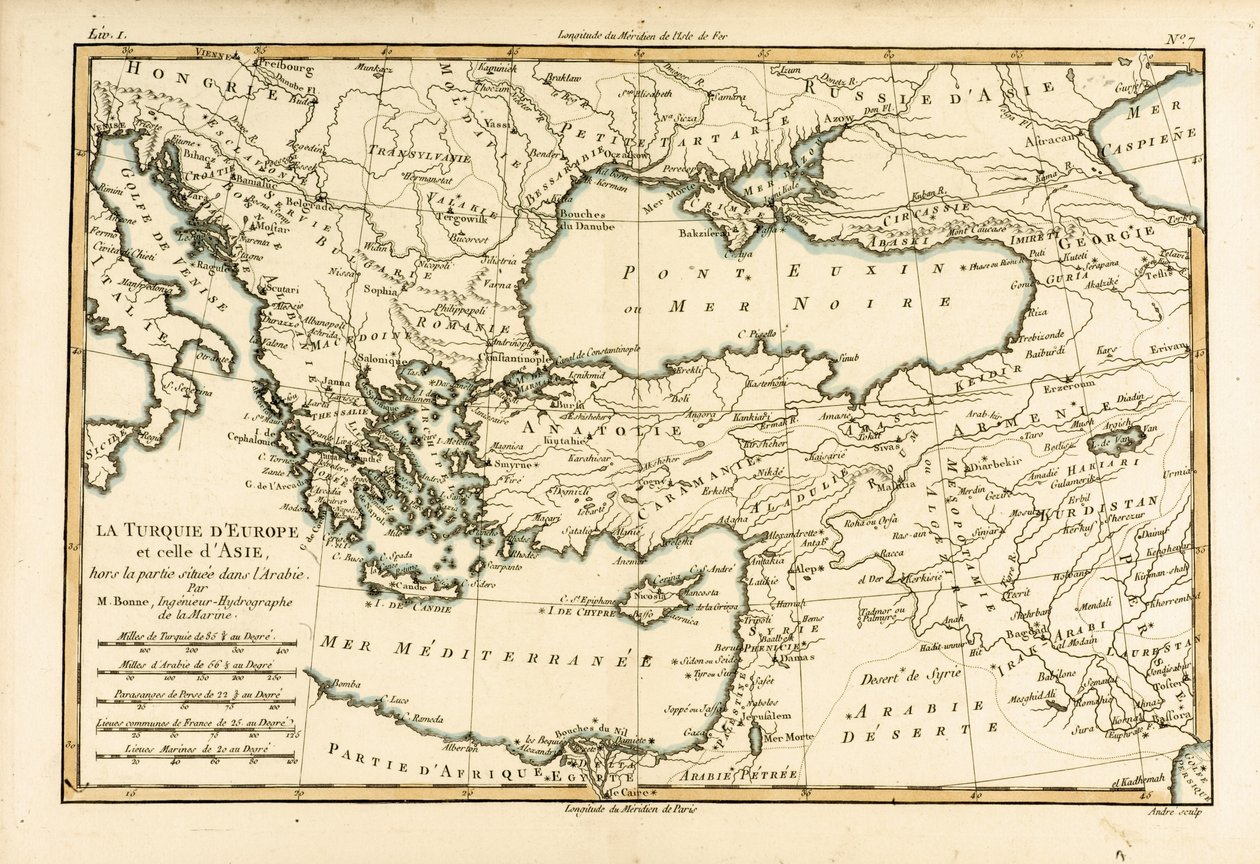 Törökország, Guillaume Raynal (1713-96) „A földgömb összes ismert részének atlasza” című művéből, Genfben, 1780. alkotó: Charles Marie Rigobert Bonne