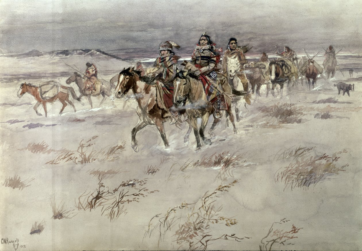 Kereskedelemre érkező Crees alkotó: Charles Marion Russell