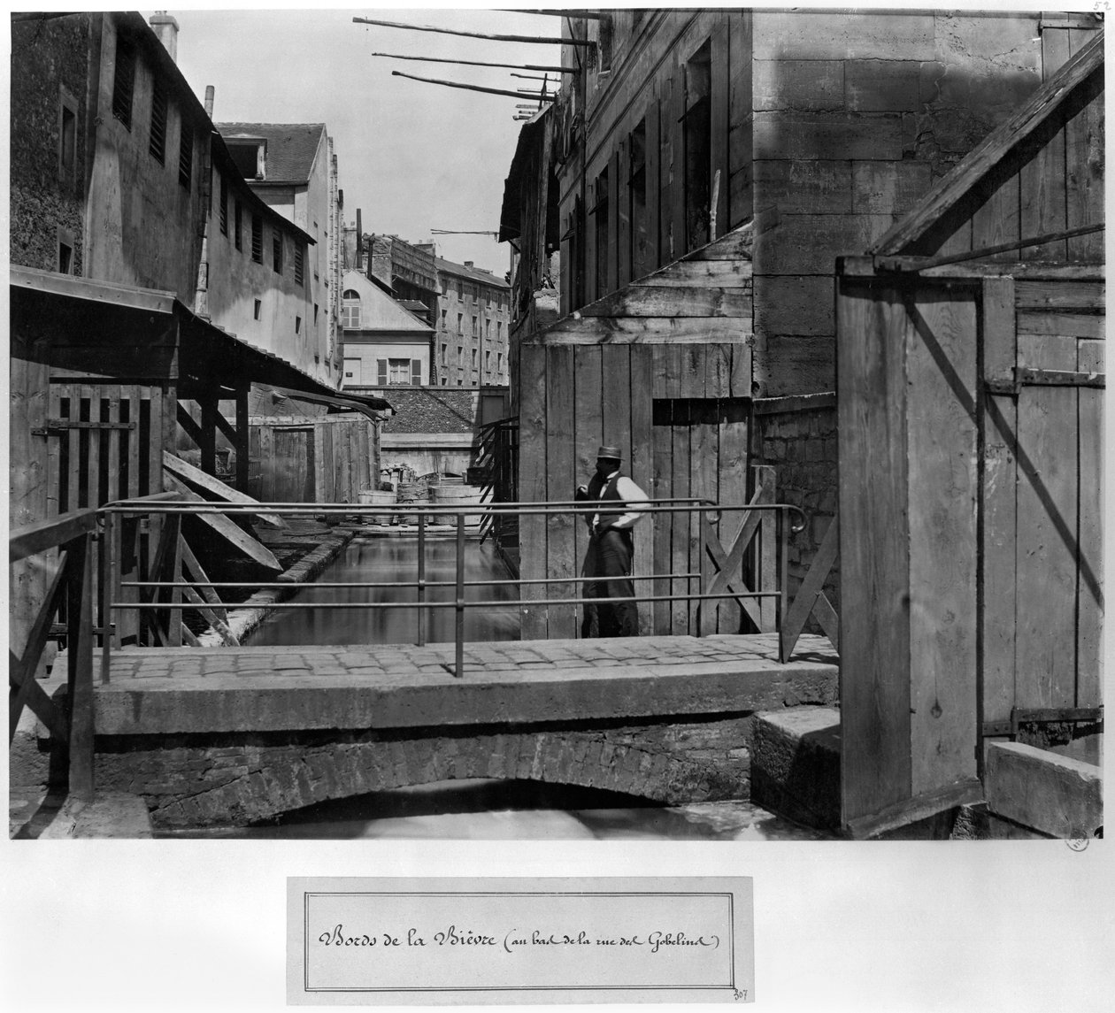 A Bievre partjai, a rue des Gobelins alján, Párizs, 1858-78 alkotó: Charles Marville