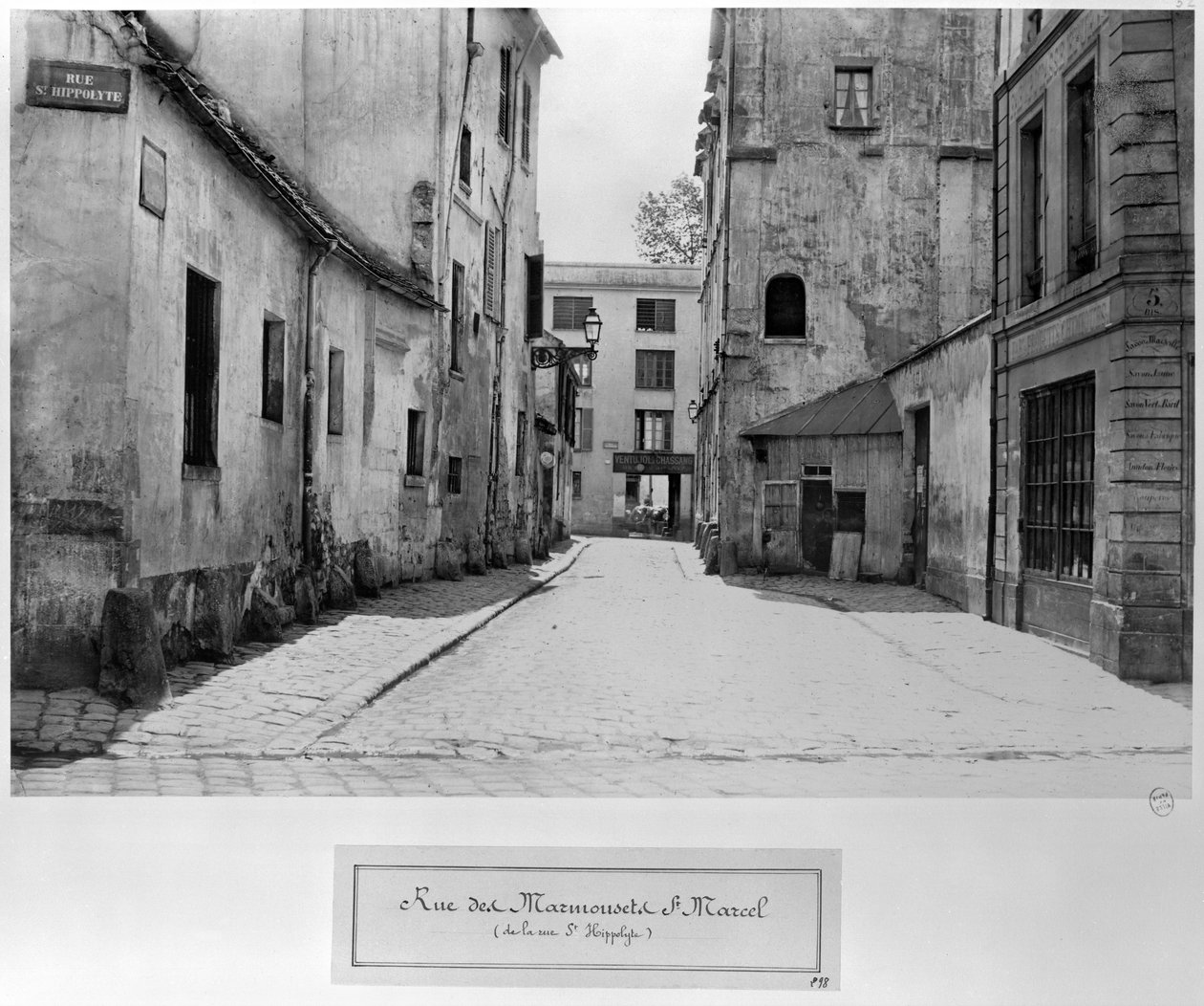 Rue des Marmousets Saint-Marcel, Rue Saint-Hippolyte, Párizs, 1858-78 alkotó: Charles Marville