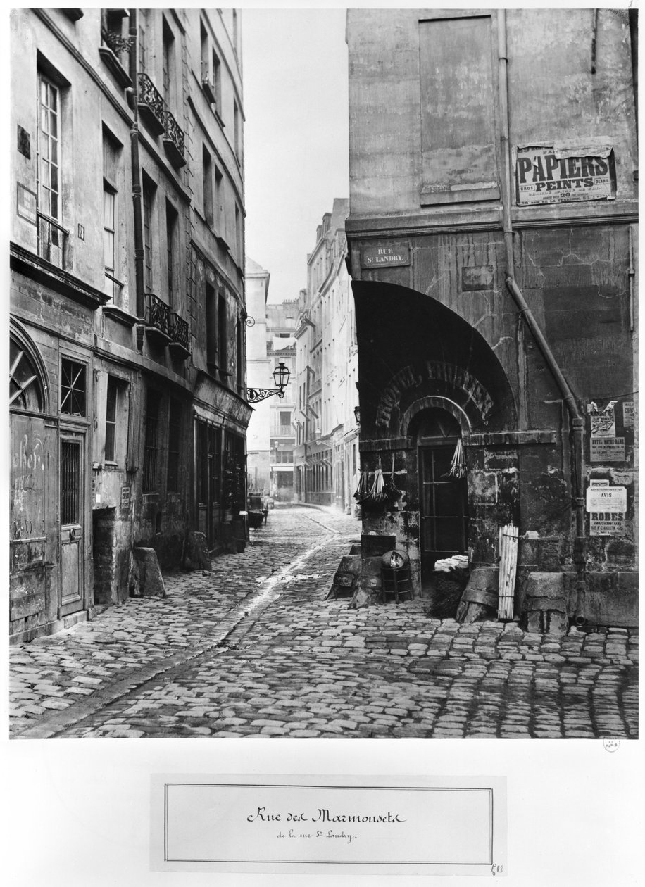 Rue des Marmousets, a rue Saint-Landry felől, Párizs, 1858-78 alkotó: Charles Marville