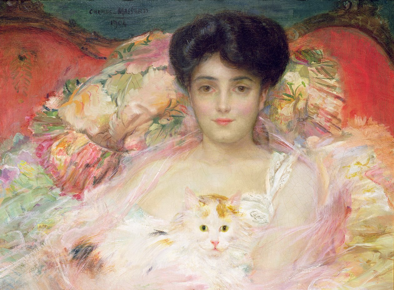 Hölgy macskával, 1904 (olaj) alkotó: Charles Massard