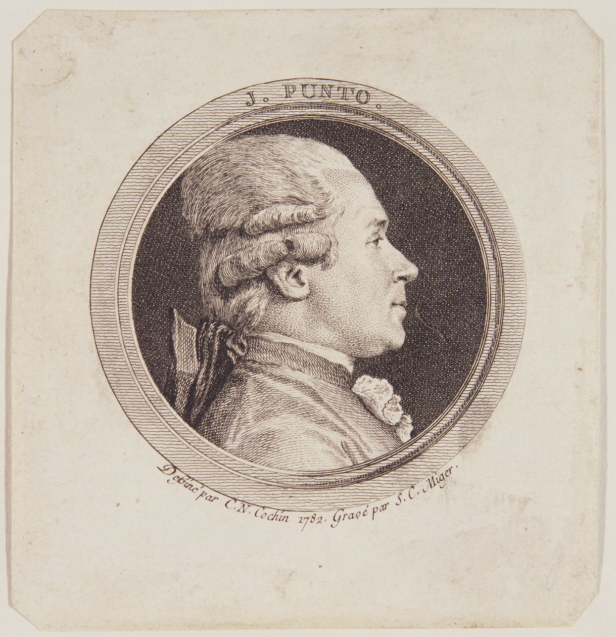 Giovanni Punto (1746-1803) portréja Simon Charles Miger (1736-1820) metszetében, 1782 alkotó: Charles Nicolas II Cochin
