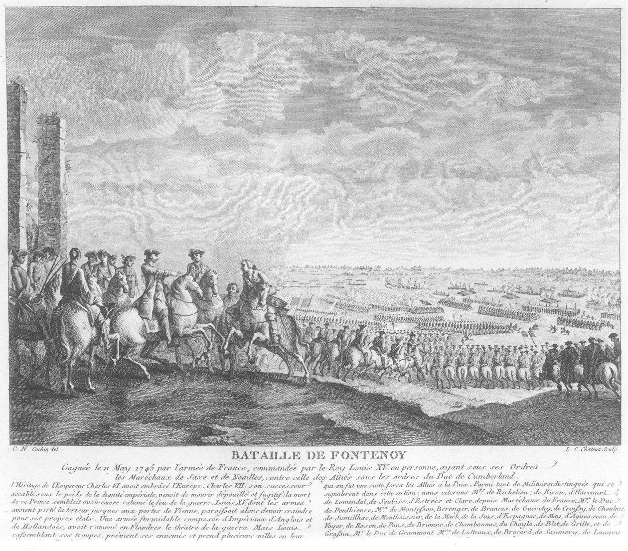 A fontenoyi csata, 1745. május 11., 1828 alkotó: Charles Nicolas II Cochin