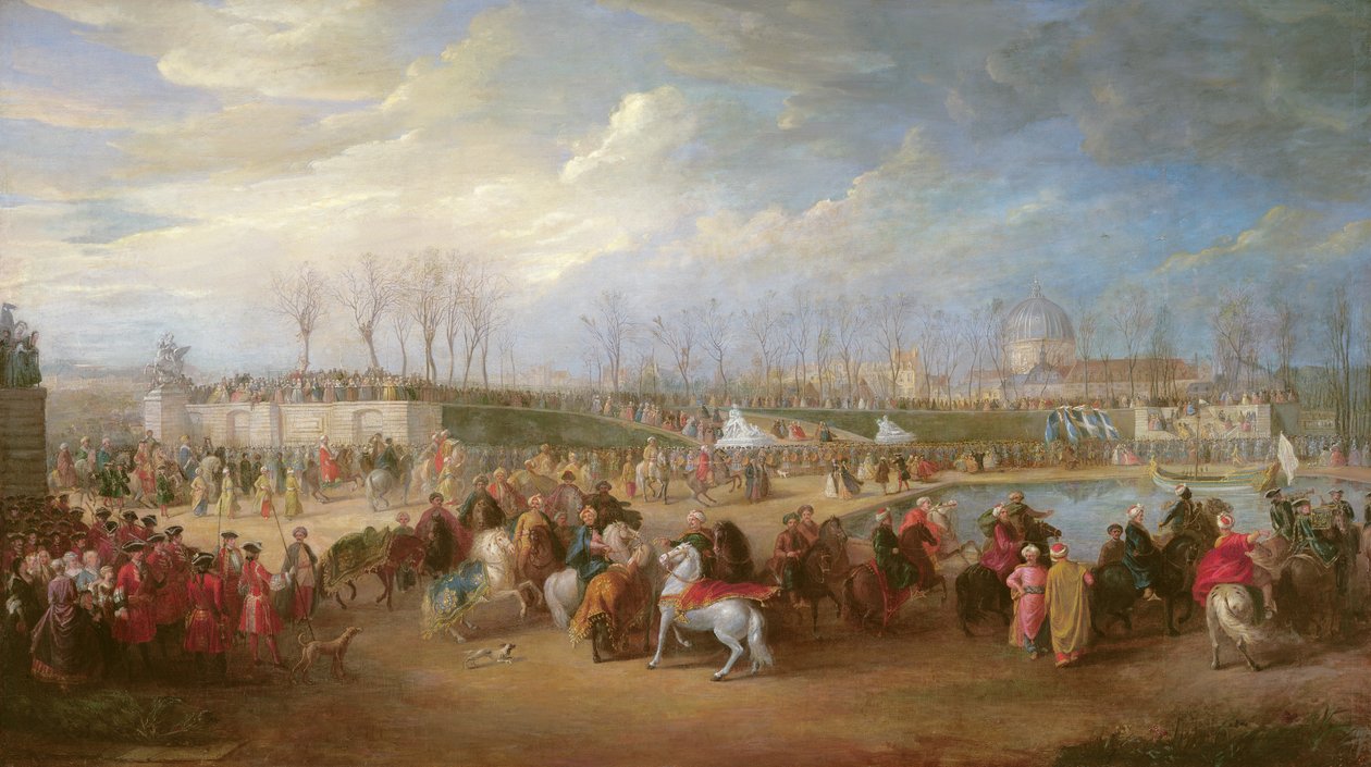 Mehmet Efendi török nagykövet 1721. március 21-én érkezik a Tuileriákba, 1721 után. alkotó: Charles Parrocel