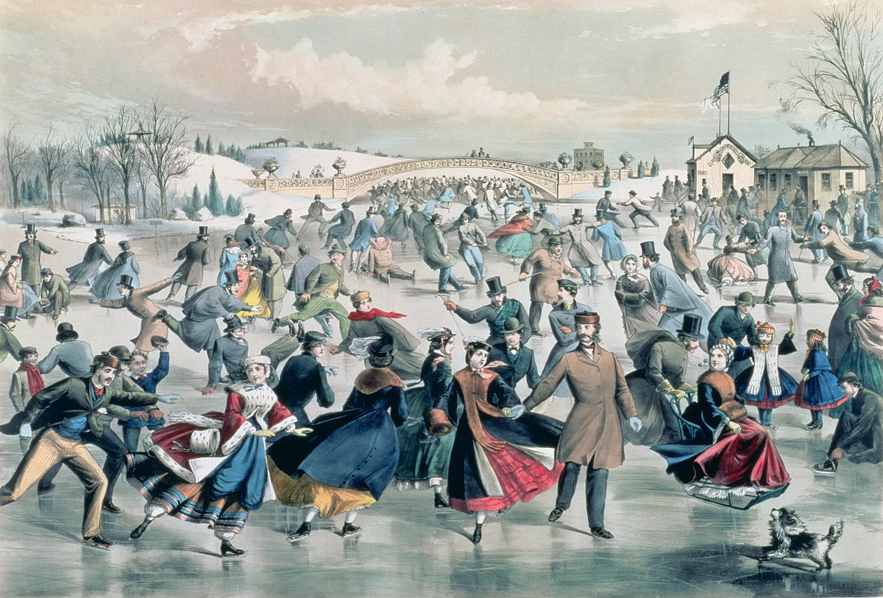 The Skating Pond, kiadó: Currier and Ives, New York, 1862. alkotó: Charles Parsons