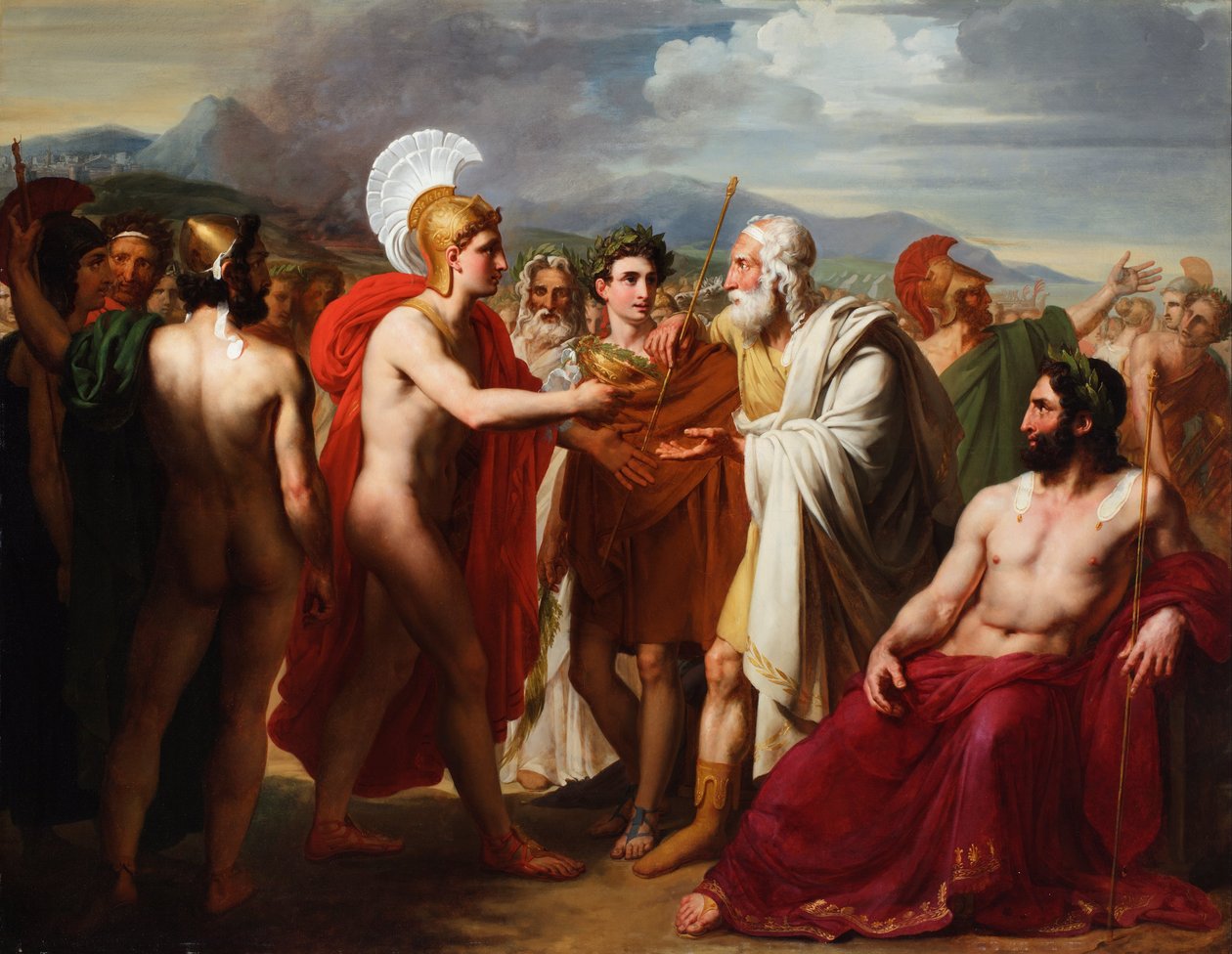 Achilles átadja a Bölcsesség díját Nestornak a temetési játékok során alkotó: Charles Philippe Lariviere