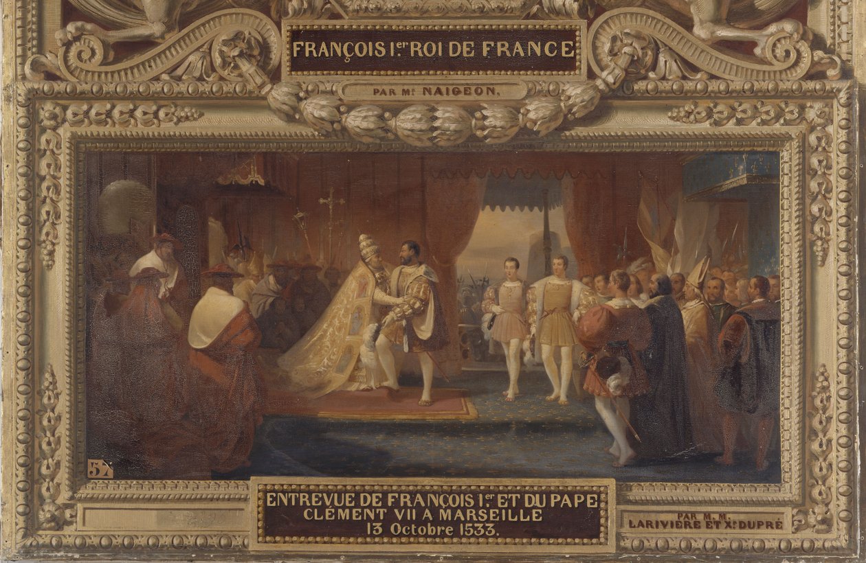 Interjú I. Ferenc és VII. Kelemen pápa között Marseille -ben, 1533. október 13 -án alkotó: Charles Philippe Lariviere