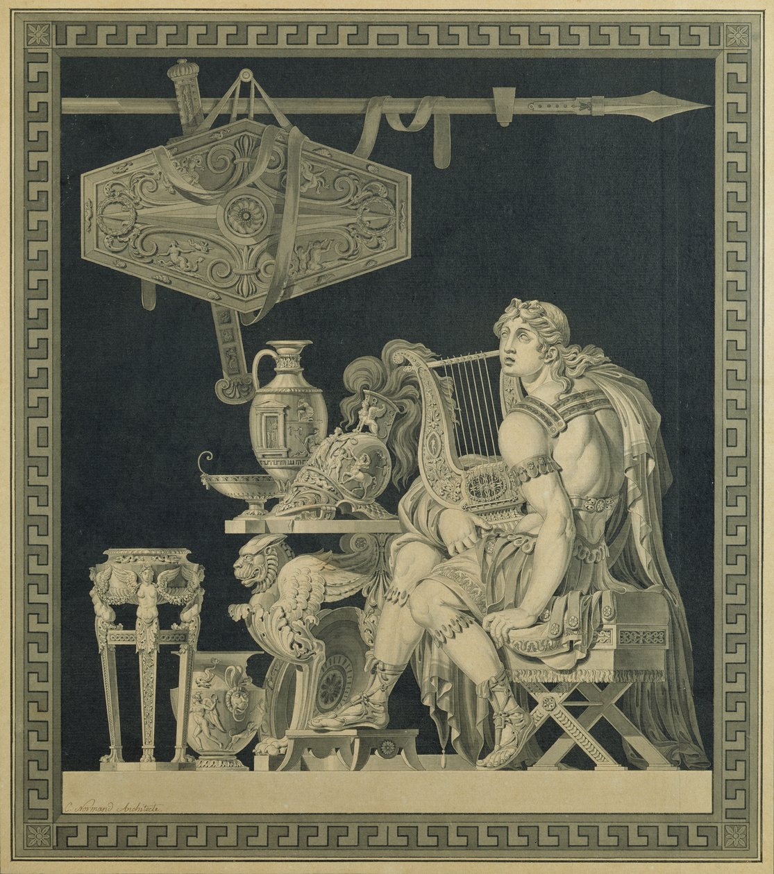 Akhilleusz lírán játszik alkotó: Charles Pierre Joseph Normand
