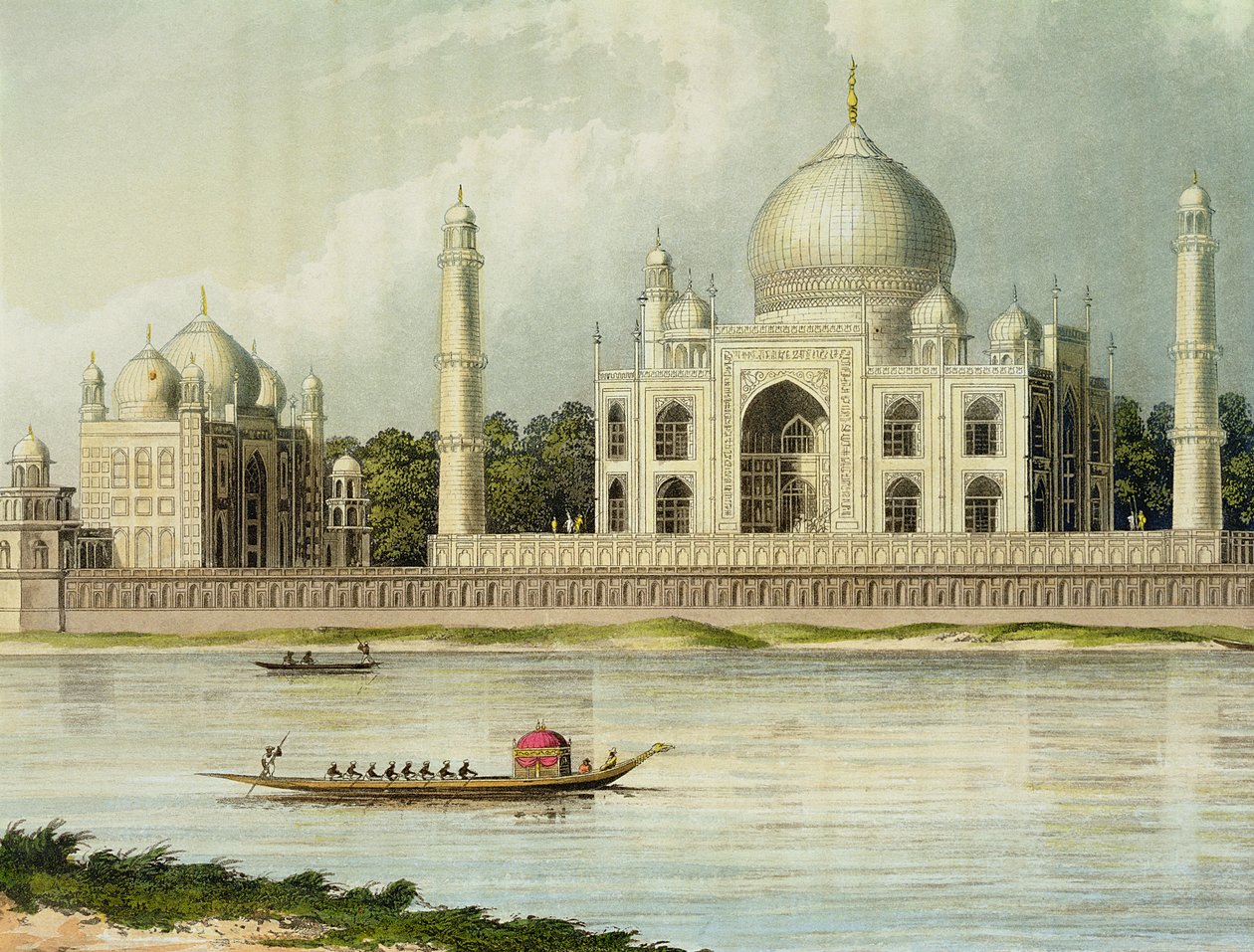 A Taj Mahal, Sah Jehan császár és királynőjének sírja, 25. tábla az „Egy festői túra a Gangesz és a Jumna folyó mentén” című filmből, Thomas Sutherland (sz. 1785) kocsma metszetével. Írta: Rudolf Ackermann, 18 alkotó: Charles Ramus Forrest