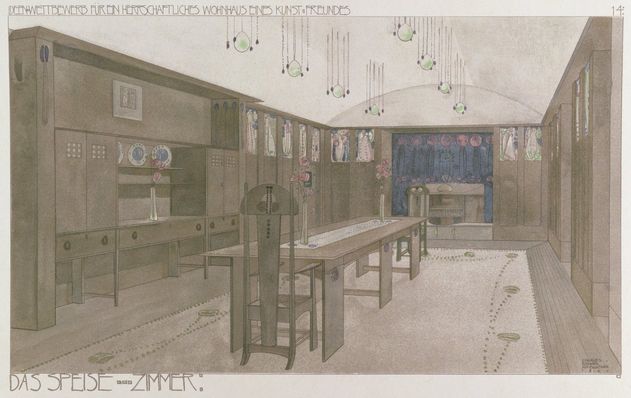 Ebédlőterv, 1901 alkotó: Charles Rennie Mackintosh
