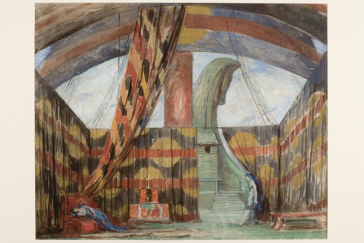 Dionüszosz menyasszonya színpadi terve (ceruza és gouache papíron) alkotó: Charles Ricketts