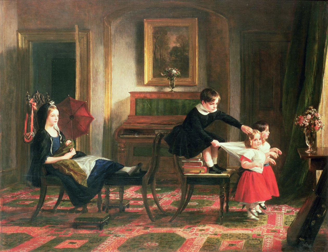Edzőn játszó gyerekek és lovak, 19. század alkotó: Charles Robert Leslie