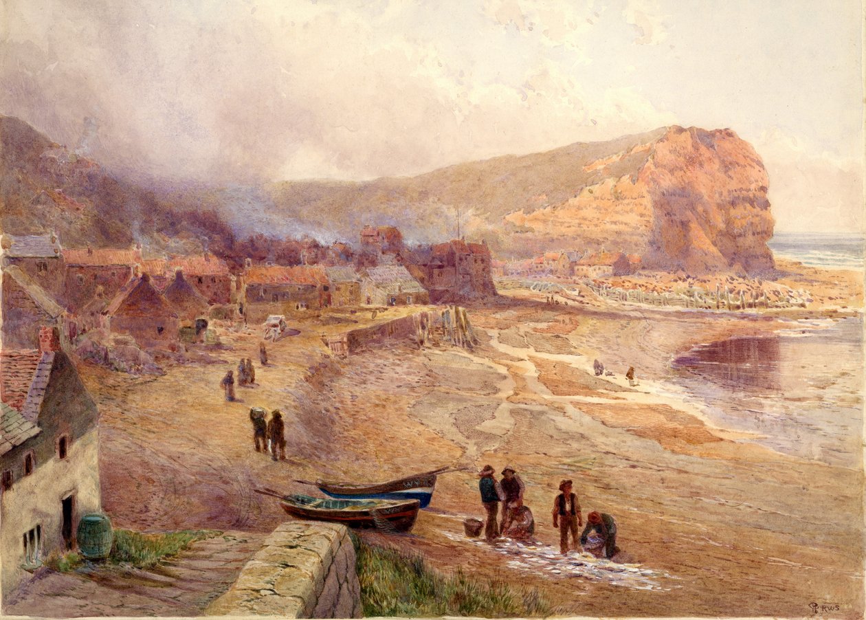 Staithes (akvarell a kártyán) alkotó: Charles Robertson