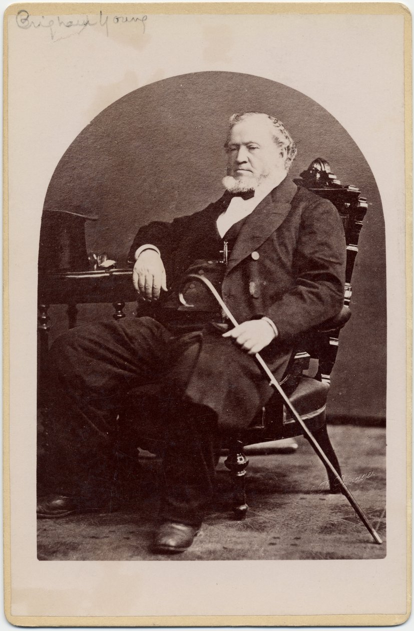 Brigham Young (1801-77), az Utolsó Napok Szentjeinek Jézus Krisztus Egyházának elnöke vagy mormonok (albumnyomat) alkotó: Charles Roscoe Savage