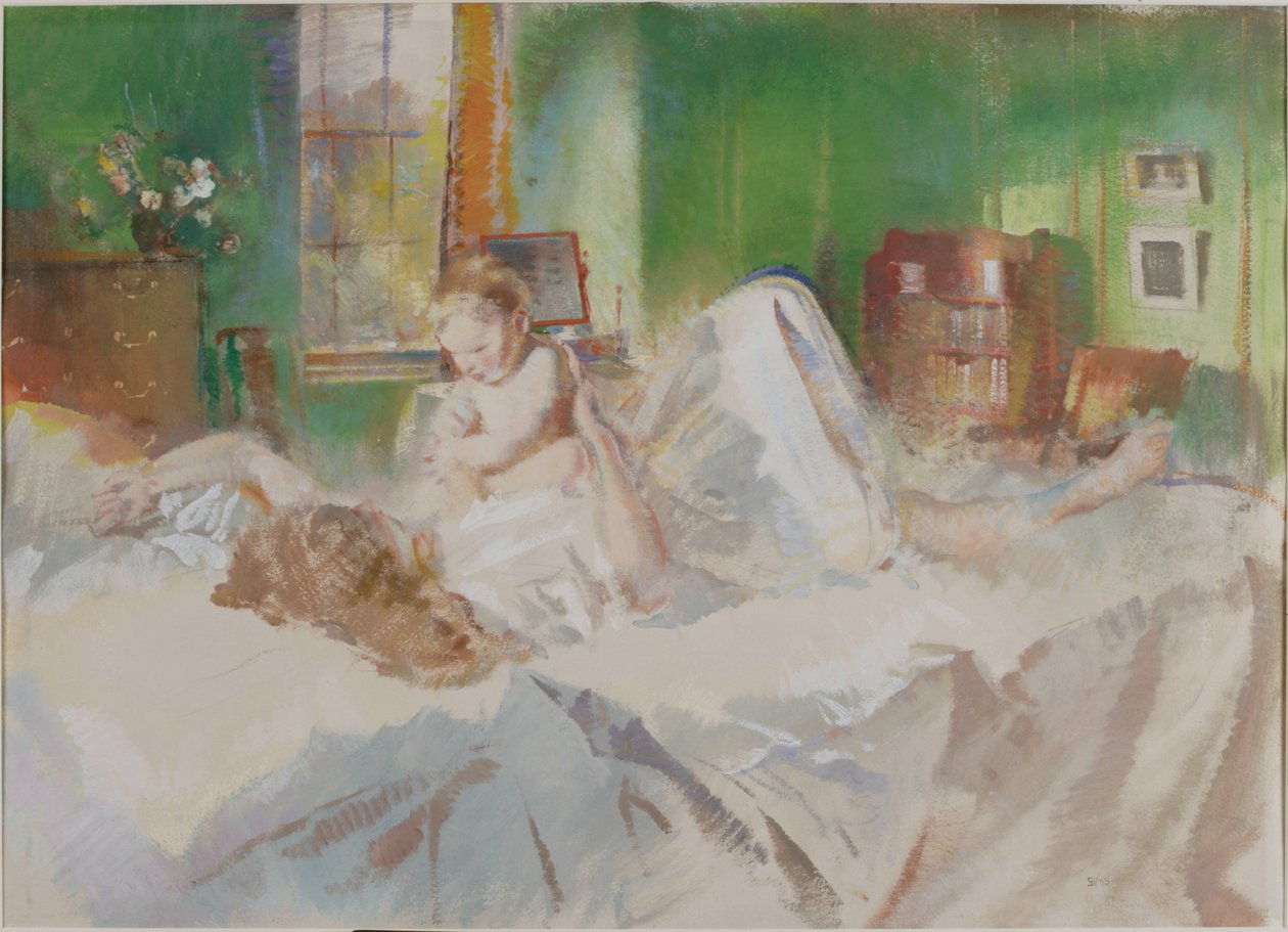 Játék (testszín és ceruza papíron (kártyára ragasztva)) alkotó: Charles Sims