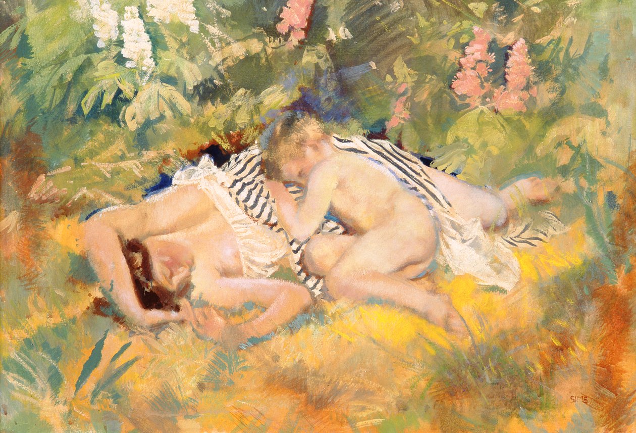 Nyár (wc, testszín és tempera papíron) alkotó: Charles Sims
