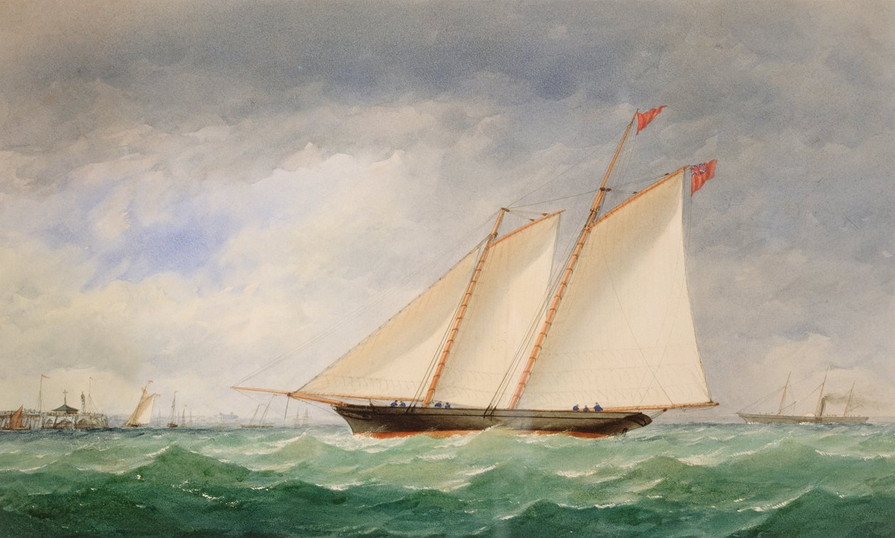 Schooner Yacht Ryde-nál, Wight-szigeten alkotó: Charles Taylor