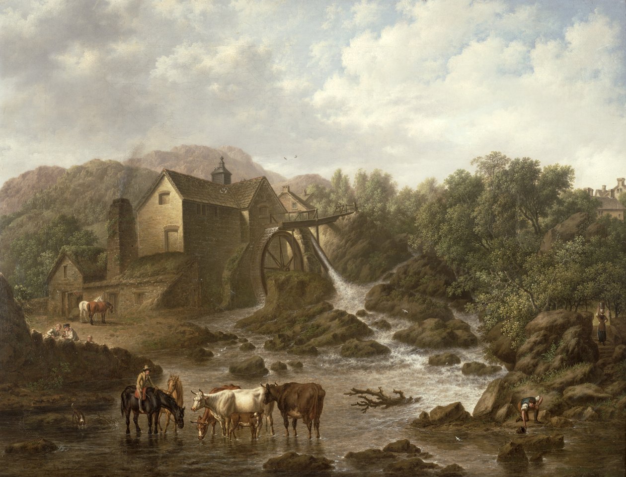 Folyói jelenet Overshot Millmel, 1833 alkotó: Charles Towne