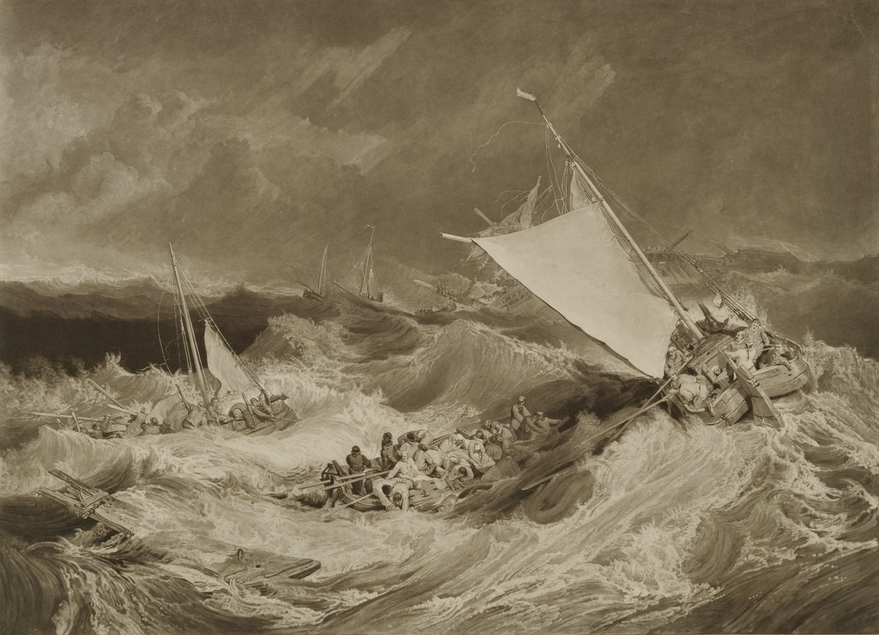 Hajótörés, 1806 (mezzotint grafittal és WC-vel) alkotó: Charles Yardley Turner