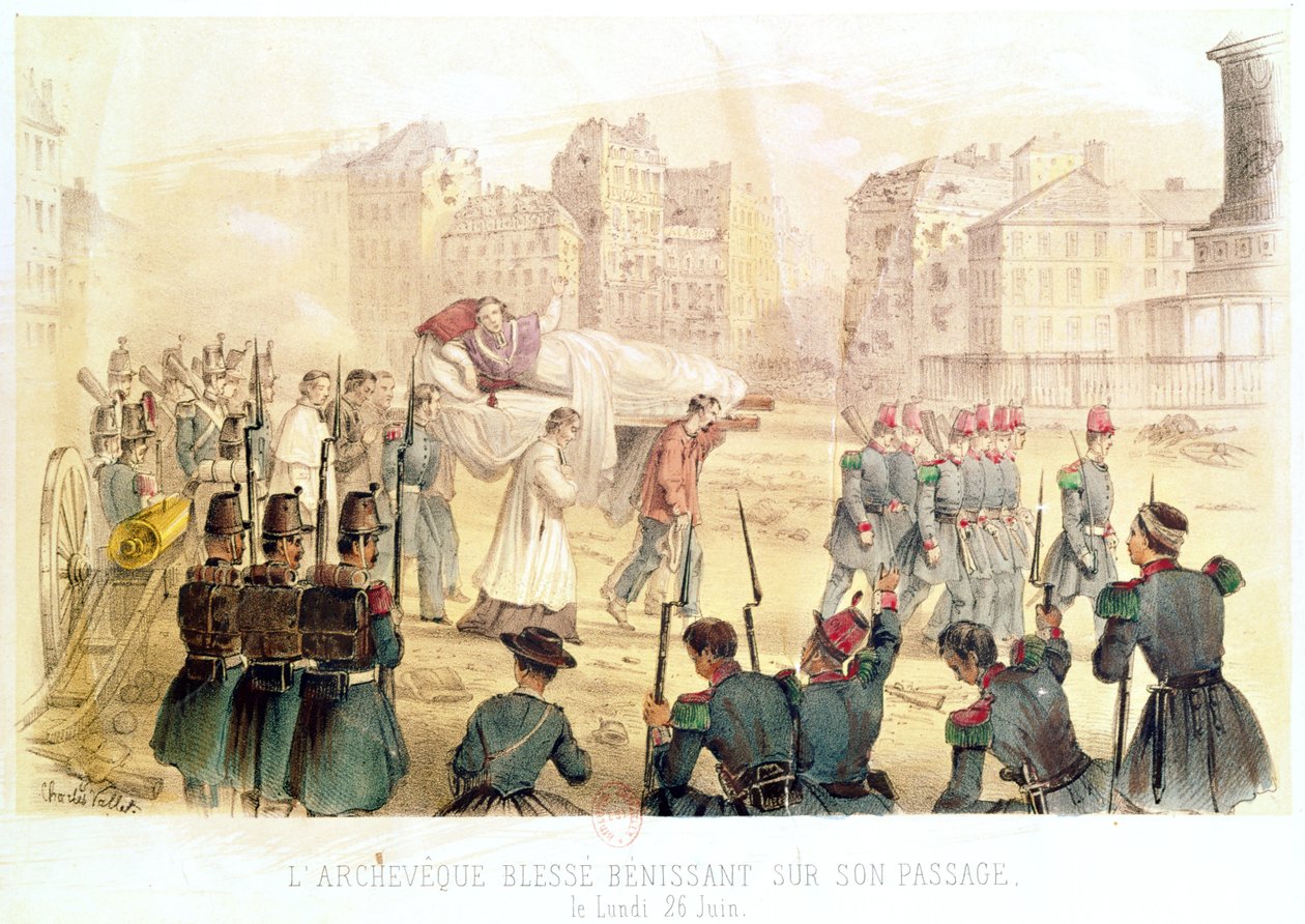 Eminence Affre érsek megsebesült, áldás az útjára, 1848. június 26., hétfő alkotó: Charles Vallet