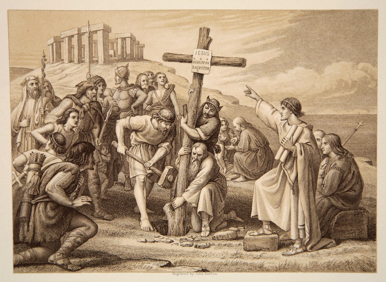 A kereszténység első prédikációja Nagy-Britanniában, amelyet John Easton vésett alkotó: Charles West Cope