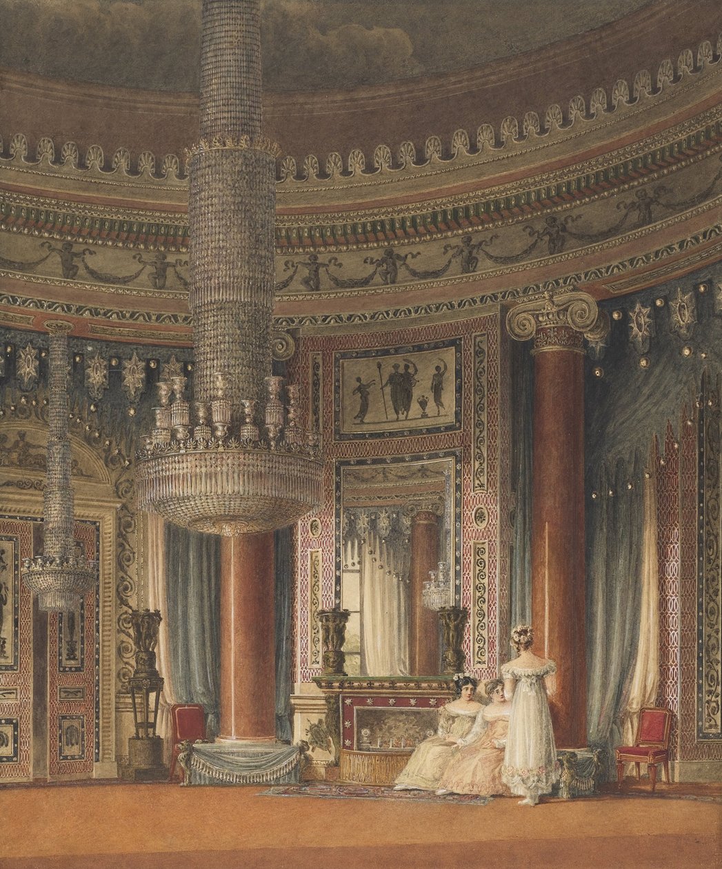 A kör alakú ebédlő a Carlton House-ban, Londonban alkotó: Charles Wild