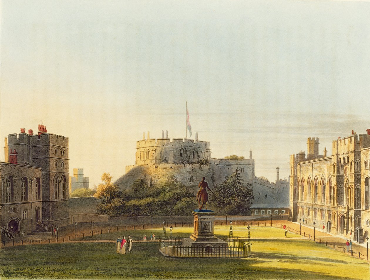 The Upper Ward, Windsor Castle, a „Royal Residences”-ből, Thomas Sutherland (sz. 1785) metszet, pub. William Henry Pyne (1769-1843), 1819 (akvatinta) alkotó: Charles Wild