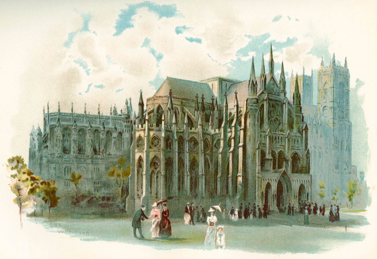Westminster Apátság a 19. században, hivatalos nevén a Westminsteri Szent Péter Kollégiumi Templom, City of Westminster, London, Anglia. A Cassell