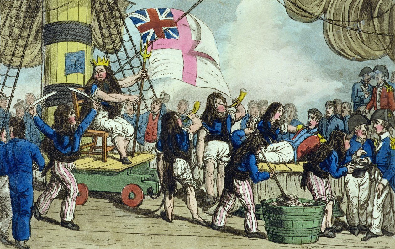 Crossing the Line, lemez a John Mitford (1782-1831) „The Adventures of Johnny Newcome”-ból, 1818 alkotó: Charles Williams
