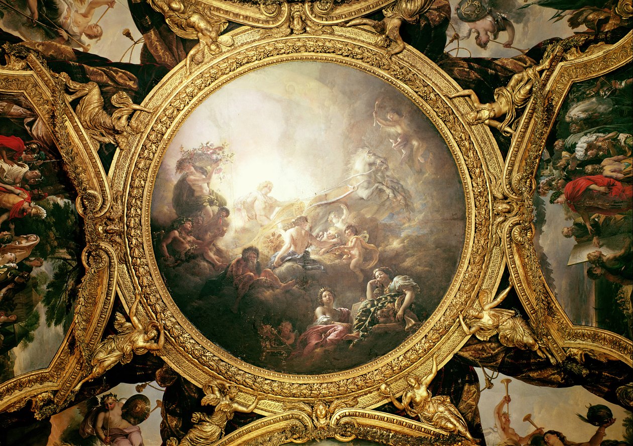 Az Apollo szekere, mennyezeti festmény az Apolló Szalonból alkotó: Charles de la Fosse