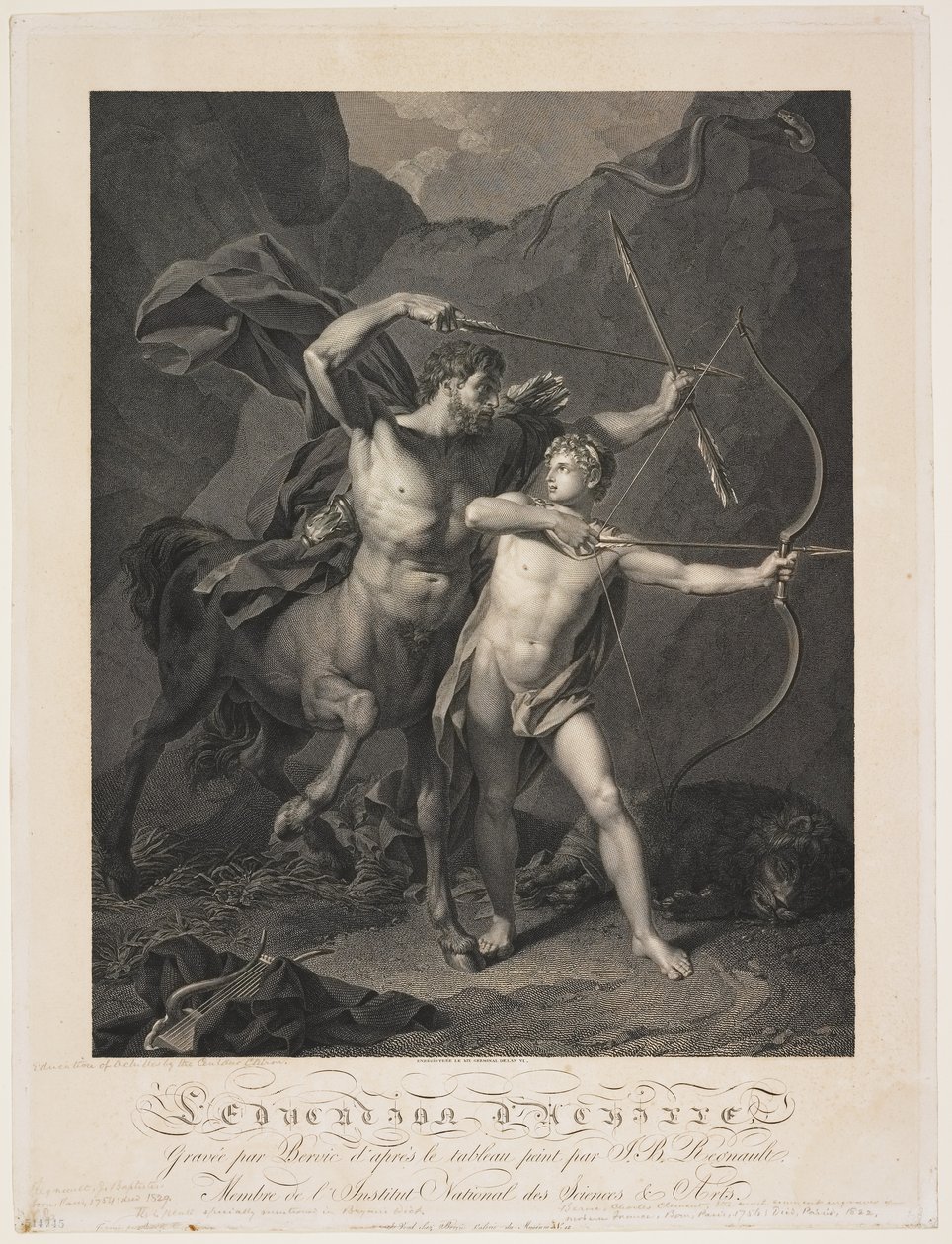 Achilles nevelése a Kentaur Chirontól alkotó: Charles Clément Bervic