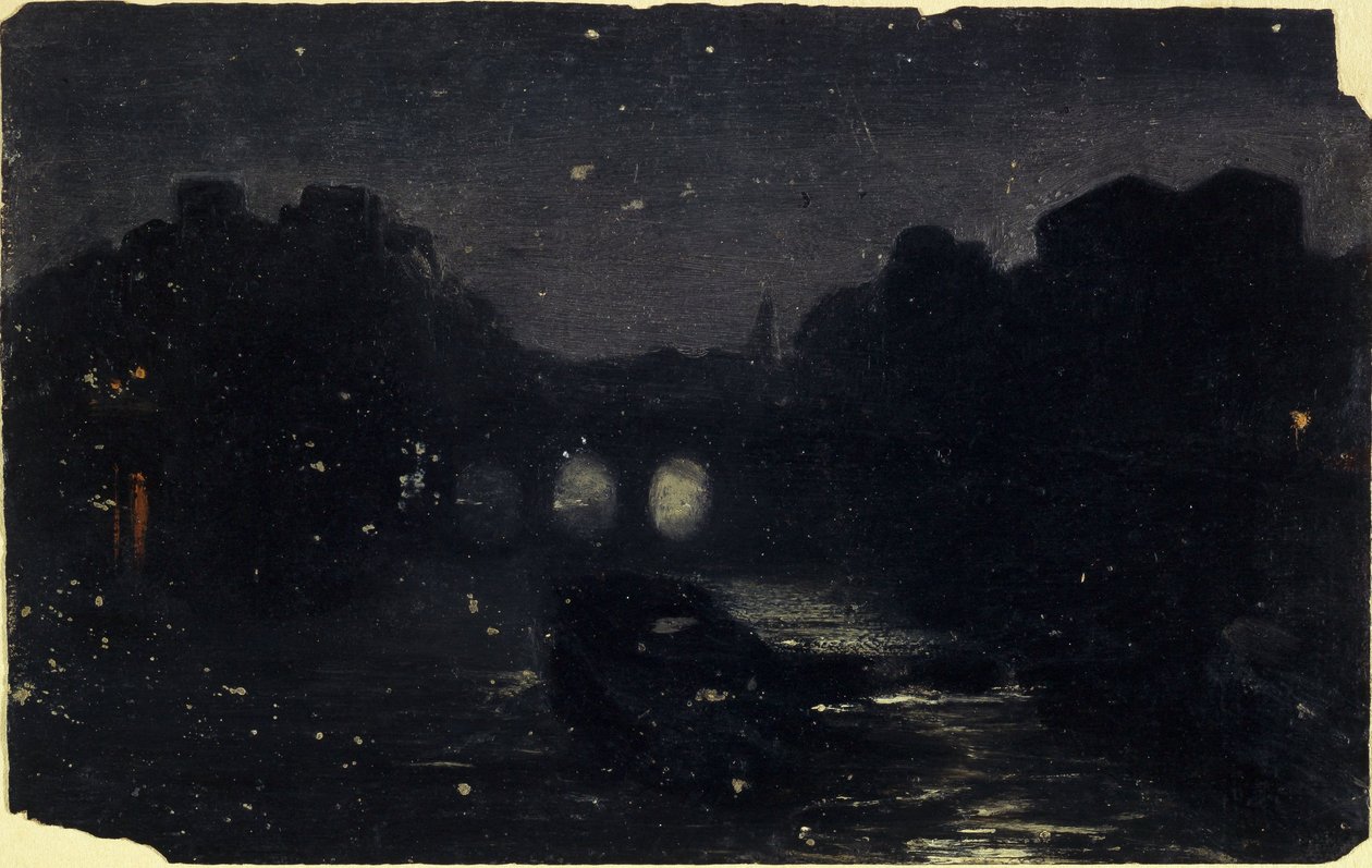 Az éjszaka hatása a Szajna partján, 1870 körül (olaj, vászon) alkotó: Charles Emile Cuisin
