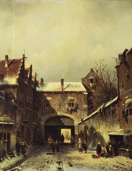 Egy holland város télen alkotó: Charles Henri Joseph Leickert
