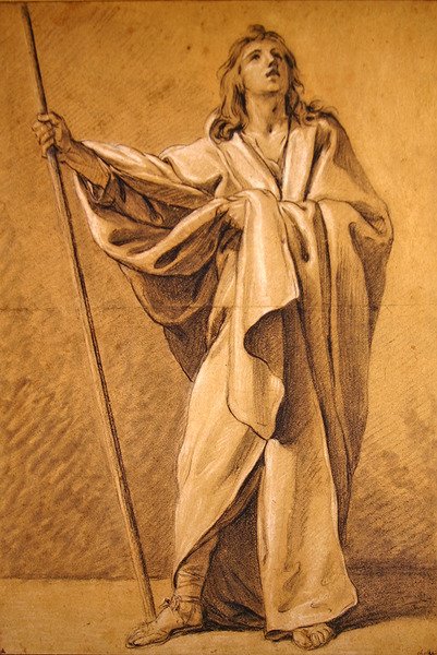 Saint Roch-tanulmány (fekete-fehér kréták papíron) alkotó: Charles Michel Ange Challe