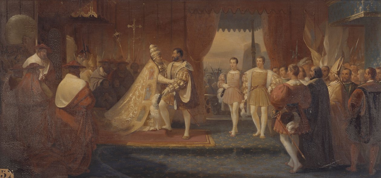 Interjú I. François -val és VIII. Kelemen pápával Marseille -ben. 1533. október 13 alkotó: Charles Philippe Lariviere