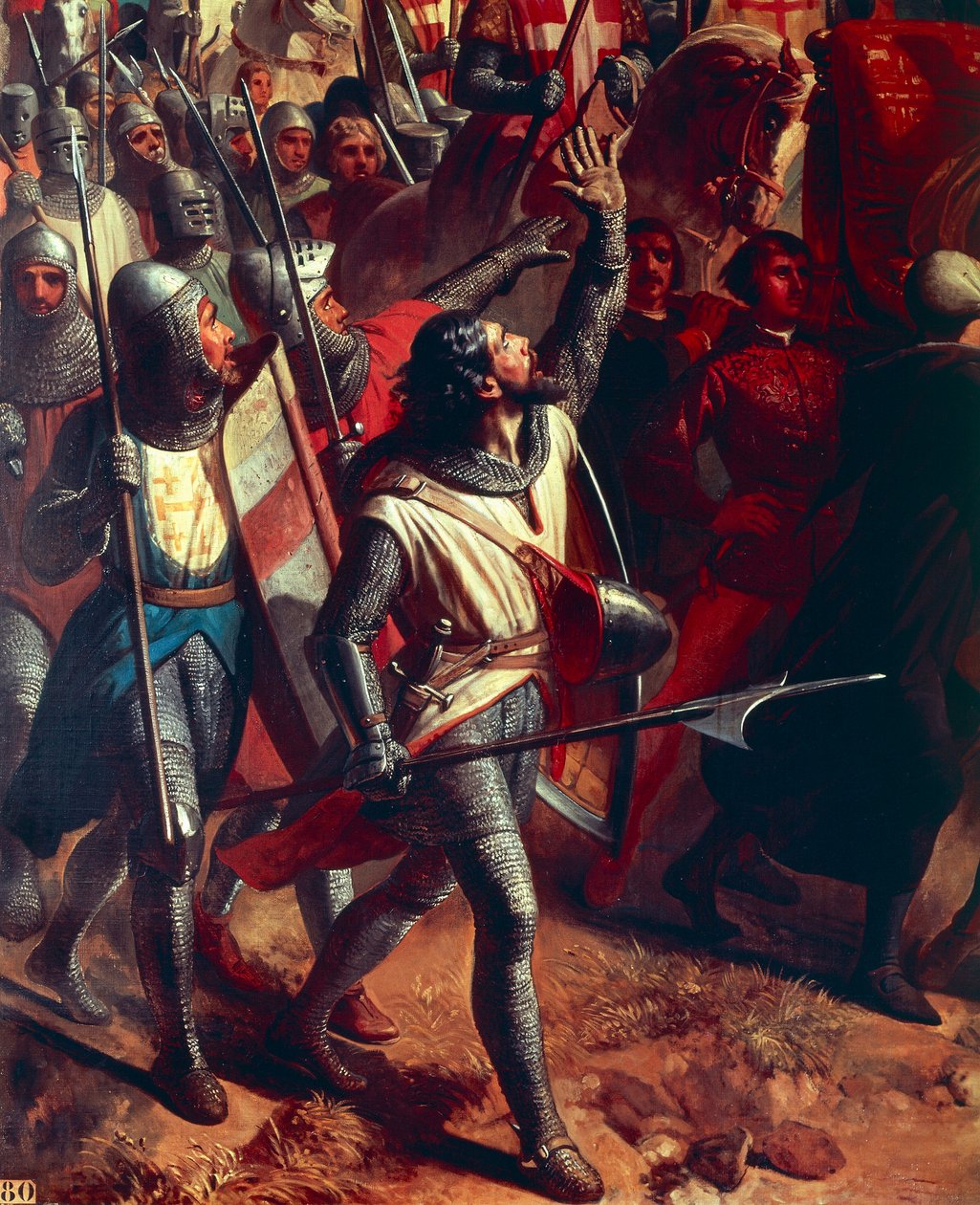 A montgisardi csata 1177, egy keresztes lovag részlete, 1842 körül (olaj, vászon) alkotó: Charles Philippe Lariviere