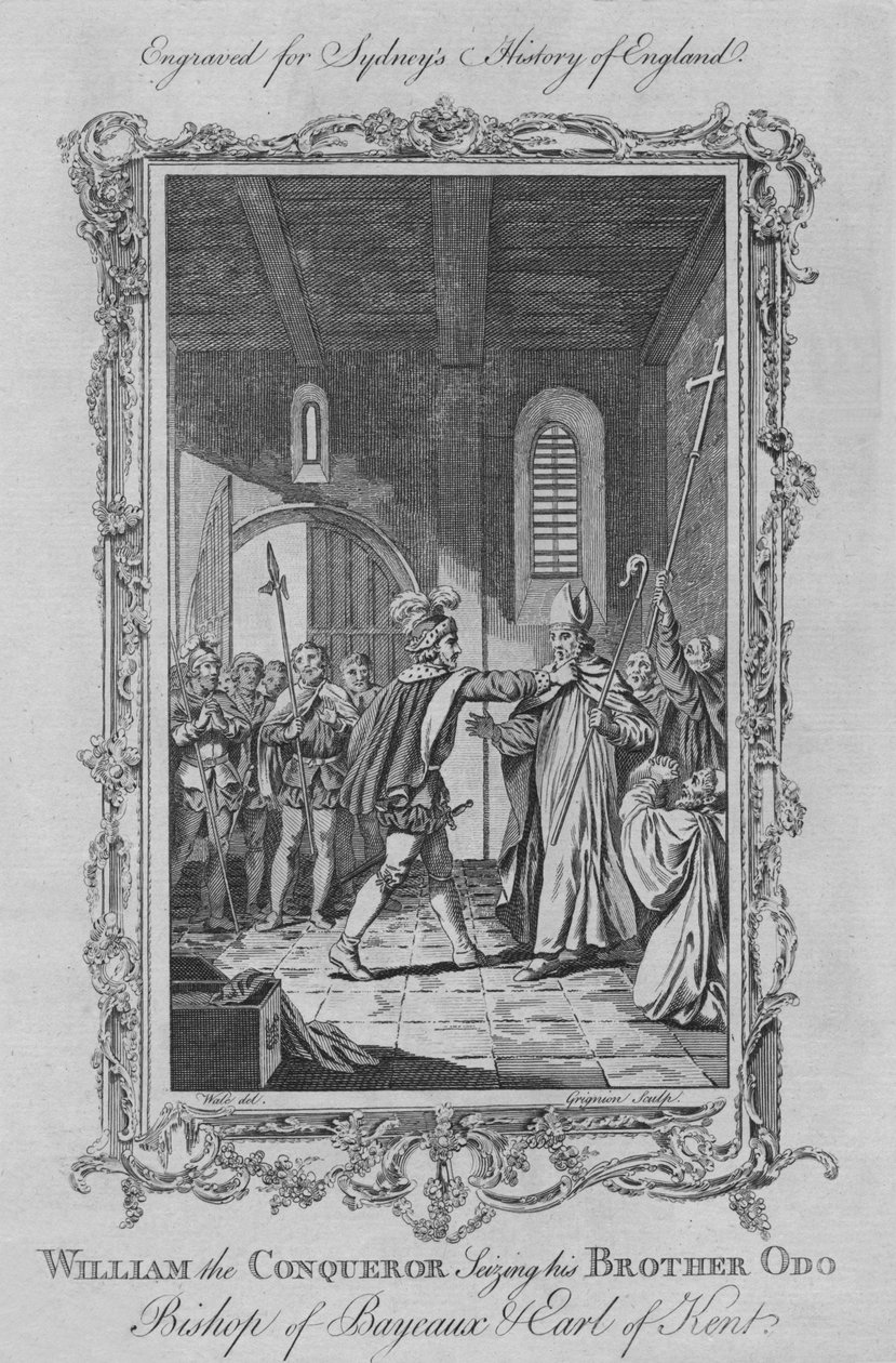 Hódító Vilmos lefoglalja testvérét, Odo-t, Bayeaux püspökét és Kent grófját, 1773. alkotó: Charles,C Grignion,Charles Grignion the Elder. Charles Grignion,Grignion