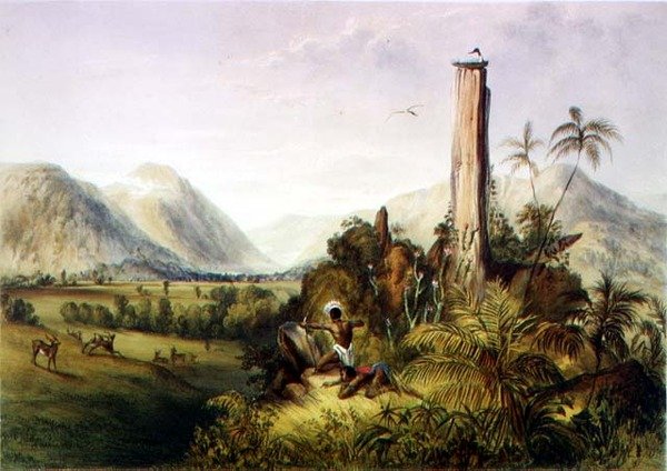 Pure-Piapa, egy figyelemre méltó bazaltkő Guyanában, a "Nézetek Guyana belsejében", vésett Paul Gauci (fl.1834-67) pub. írta Ackermann alkotó: Charles (after) Bentley