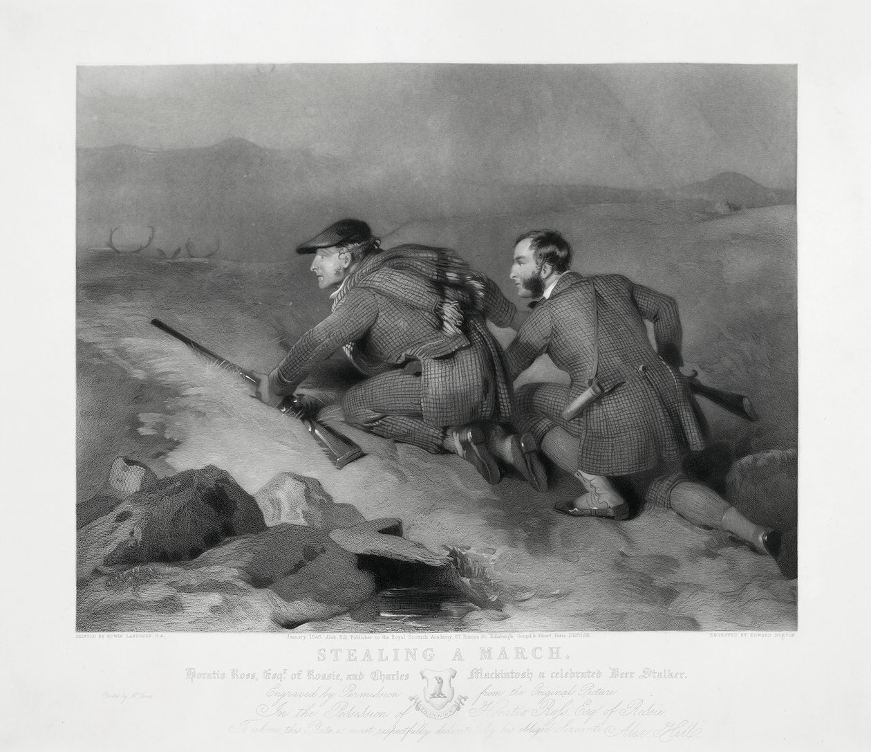 Ellop egy márciust, vésette Edward Burton alkotó: Charles (after) Landseer