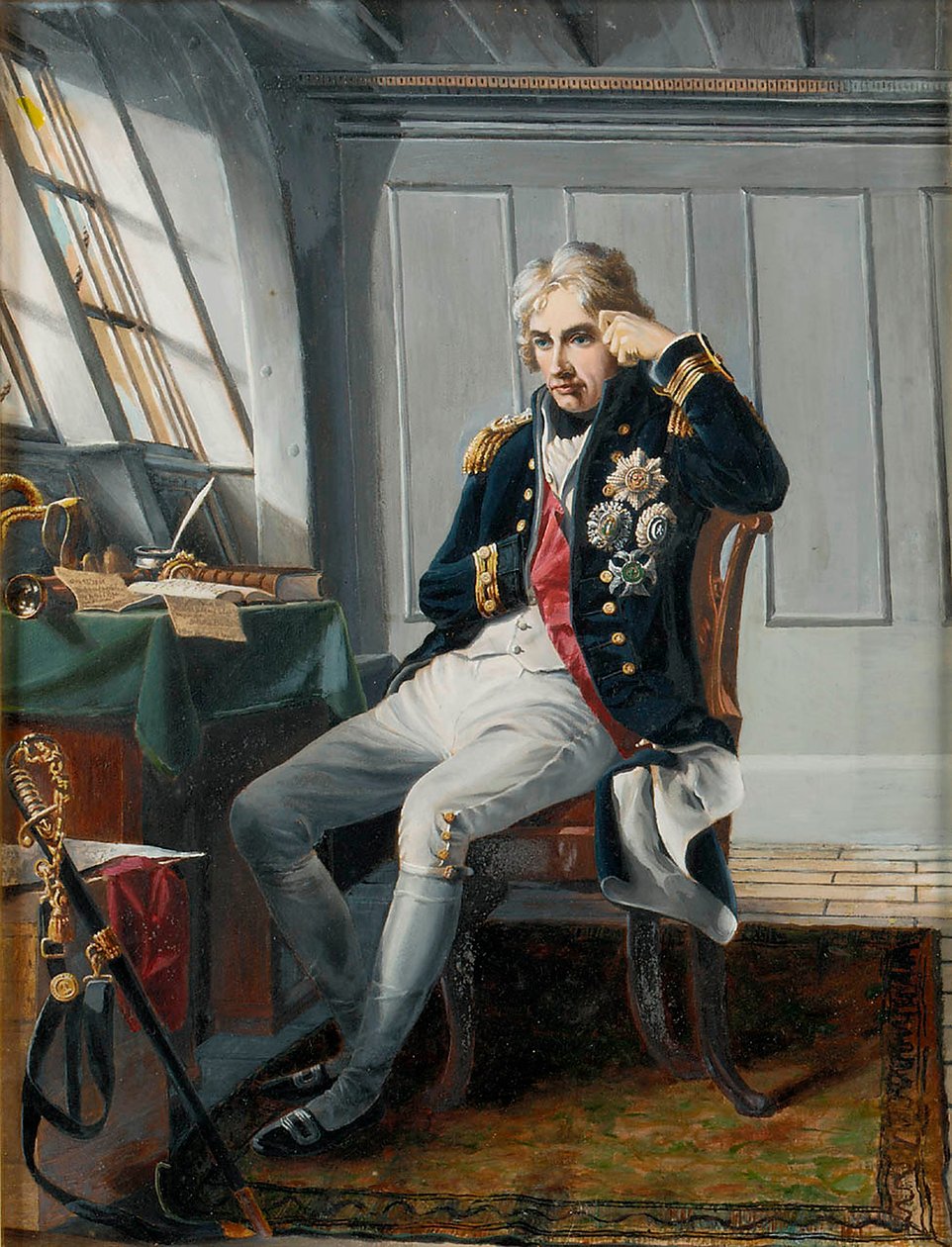 Horatio Nelson vikomt (1758-1805), a trafalgari csata előtt, 1805. október 21., 1854 körül (olaj, vászon) alkotó: Charles (after) Lucy