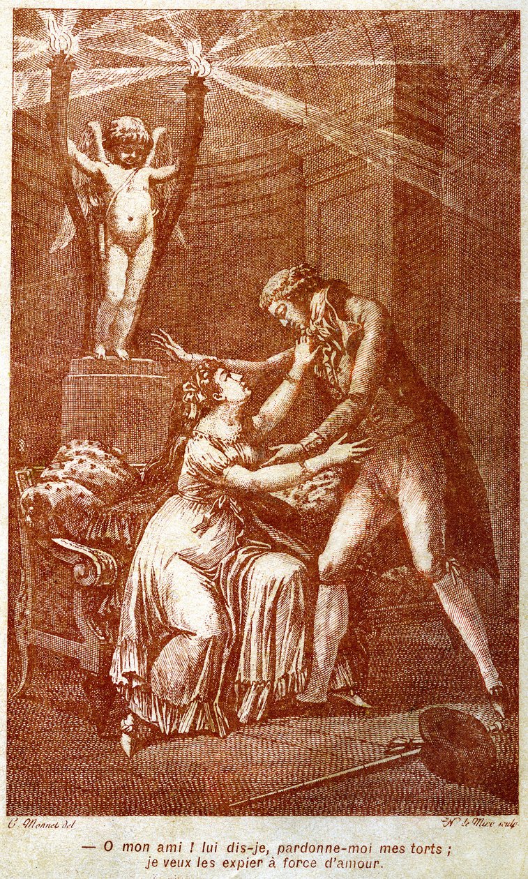 "Bocsásd meg nekem a hibáimat; szeretettel akarom jóvátenni őket." 18. század alkotó: Charles (after) Monnet